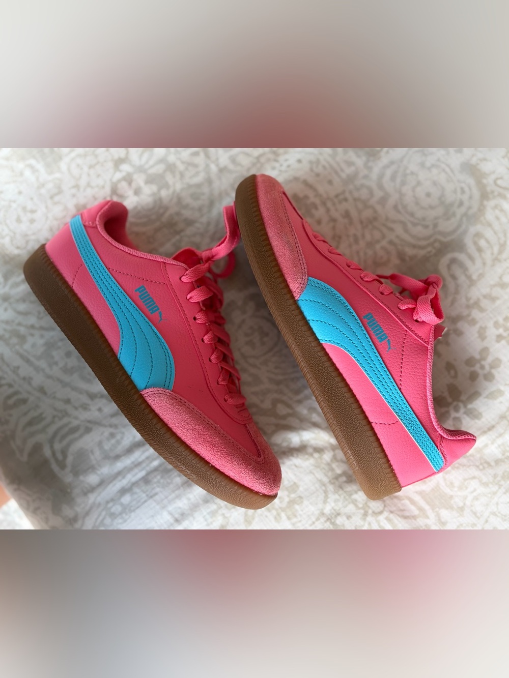 PUMA Women's 7.5 Athletic Sneakers Pink and Blue Gum Colorblock Lace Up - Picture 7 of 8